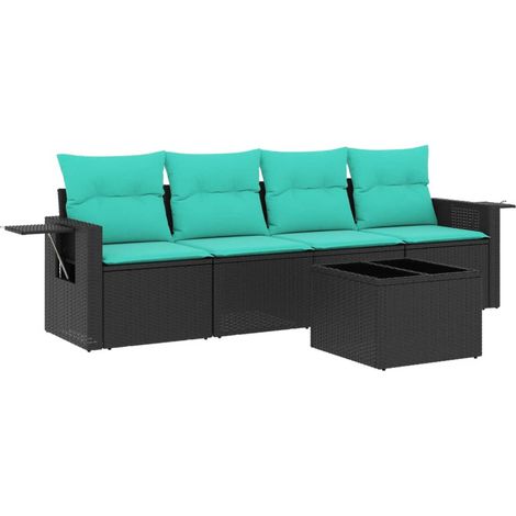 Maison Exclusive - Set Divani da Giardino 5 pz con Cuscini Nero in Polyrattan