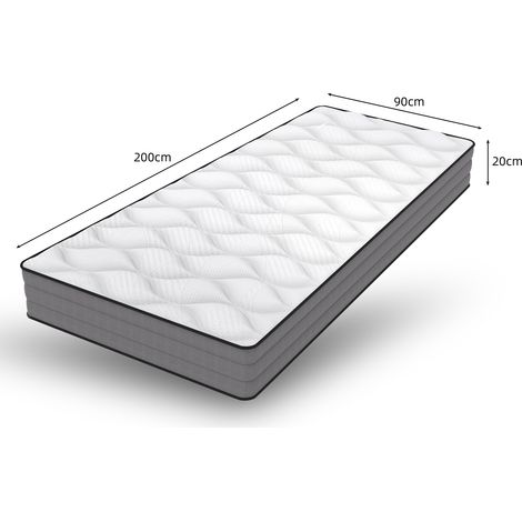 Qualitätsmatratzen Deluxe Matelas à ressorts ensachés 90x200 cm H3 20 cm - Made in CHINA & sceau Oeko-TEX - matelas à ressorts 90x200 avec 1000 ressorts & housse en lyocell - matelas 7 zones 90x200 H3 (1/5)