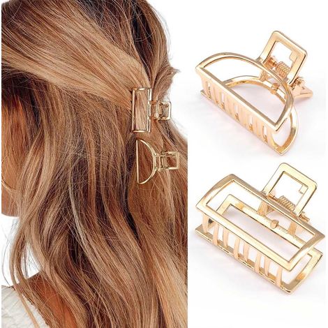 Pinces à cheveux Brinie Hair Claw dorées, Mini-Pinces antidérapantes, Accessories pour cheveux, Cadet quotidien pour femmes and filles (2 Stück) (1/5)