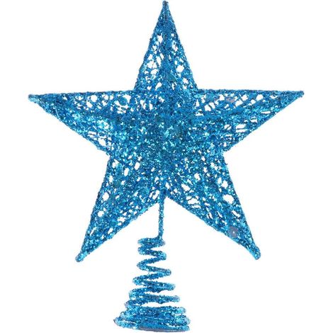 Étoile de Sapin de Noël en Fer Bleu Scintillant 25 Cm, Décoration Brillante pour Bureaux et Magasins, Ornement Étoilé pour Arbre de Noël (1/5)