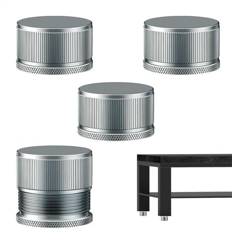 Höhenverstellbare Möbelfüße aus Metall, verstellbar von 2,3 bis 4,2 cm, geeignet für Tische, Schränke, Couchtische usw., 4er-Set, silberfarben. (1/4)