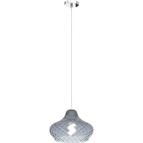 Lampadario Contemporaneo Dress Metallo Cromo Vetro Blu 1 Luce E27