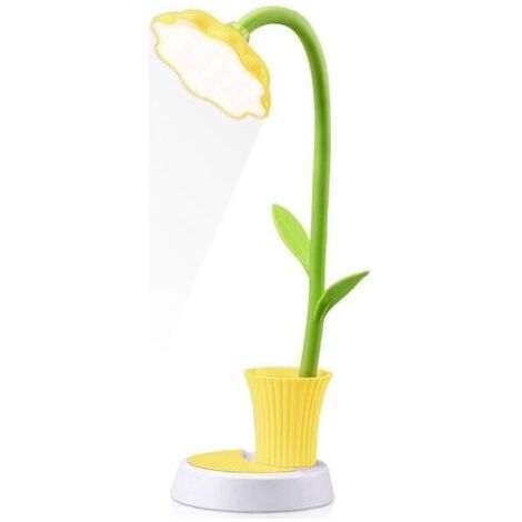 Kinderschreibtischlampe, LED-Schreibtischlampe, dimmbare Nachttischlampe mit Berührungssensor, attraktive Leselampe mit Stifthalter, wiederaufladbare USB-Tischlampe für Kinder (gelb)