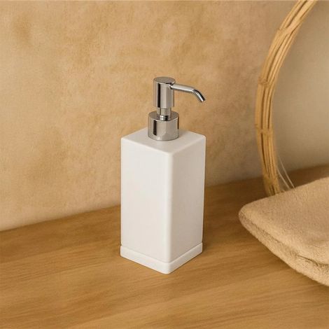 Exagonshop Dispenser portasapone liquido in Ceramica bianco Opaco