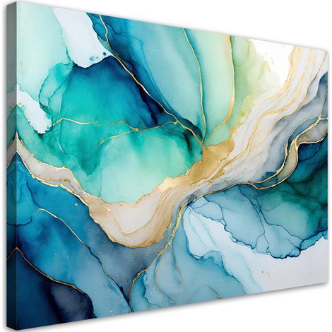 Quadro su tela, Acquerello astratto blu - 60x40 (1/5)