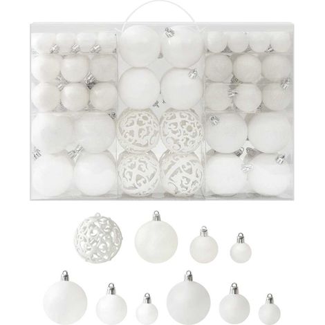 Set Palline di Natale 100 pz Bianco vidaXL (1/5)