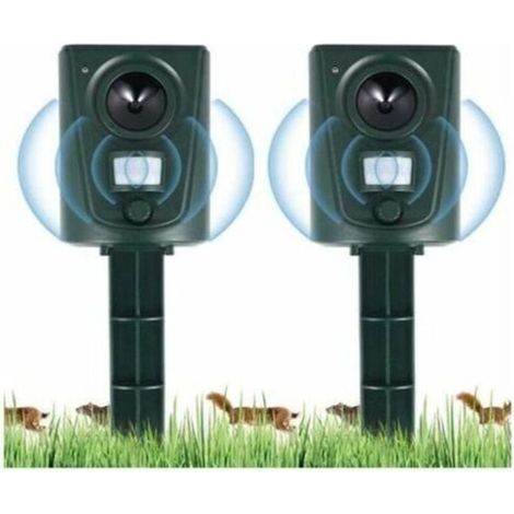 YUIT-2X Répulsif à ultrasons pour chats de jardin, répulsif pour chats avec piquet de terre pour empêcher les chiens et les chats, les oiseaux, pour les jardins, les champs, les pépin (1/4)
