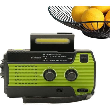 Radio AM FM avec Lampe Torche à LED Et Petit Panneau Solaire (1/5)