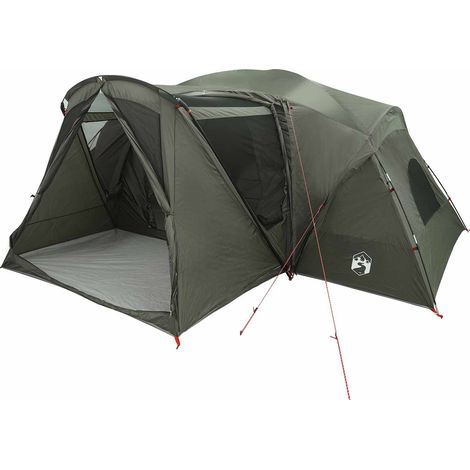 vidaXL Carpa de cabaña con toldo resistente al agua 10 personas (1/2)