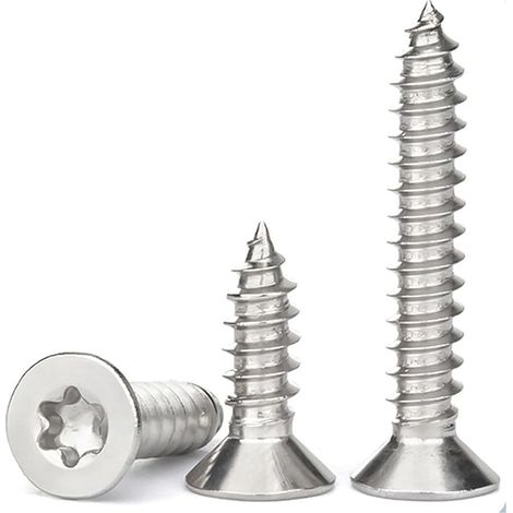 50 Pièces Vis à Bois M4x12mm, Torx à Tête Fraisée, Acier Inoxydable A2 V2A, Vis Autotaraudeuses Entièrement Filetées pour Fixations (1/5)