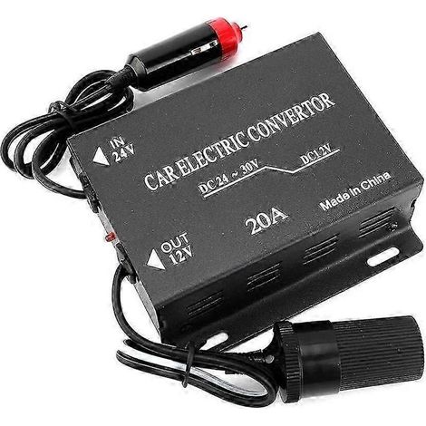 Convertisseur d'alimentation allume-cigare 20 A 24 V vers 12 V pour voiture, transformateur abaisseur, chargeur rapide USB pour voiture (1/5)