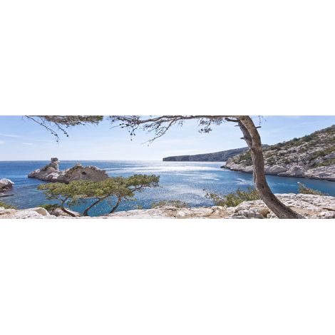 Tableau sur toile Calanque Sugiton 30x97 cm - Impression sur Toile Murale Décorative - Image imprimée en HD sur Toile - Toile sur Châssis en Bois FSC - Fabriqué en France (1/4)