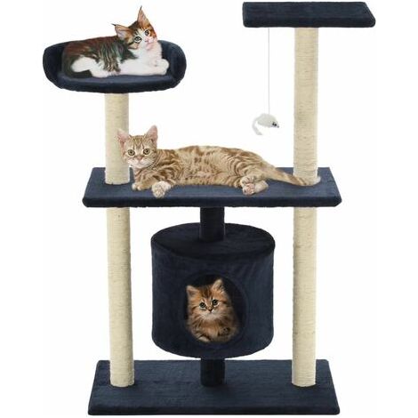 vidaXL Cat Tree with Sisal Scratching Posts 95 cm Dark Blue (1/5)