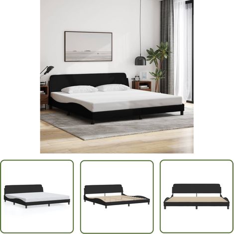 The Living Store Bettgestell ohne Matratze Schwarz 200x200 cm Stoff - Doppelbett - Boxspringbettwagen - Massivholzbette - Bettsofa - Lattenrost (1/5)
