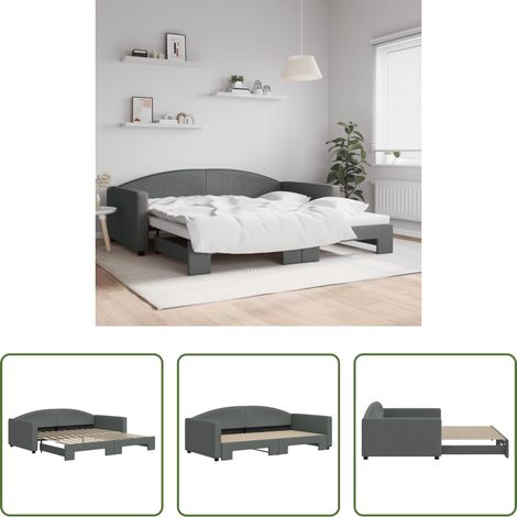vidaXL Schlafsofa - Tagesbett Ausziehbar Dunkelgrau 100x200 cm Stoff (1/5)