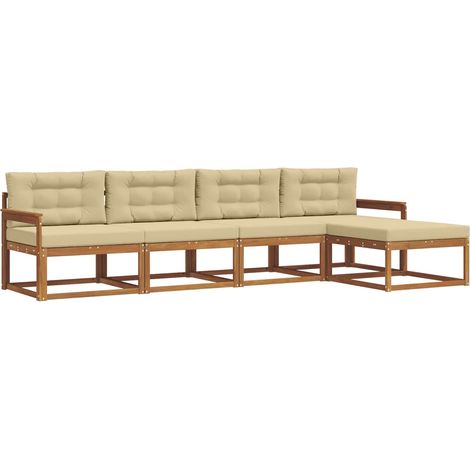Ensemble de canapés d'extérieur 5 pcs Salon de jardin Naturel et Beige (1/5)