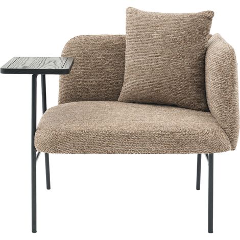 Sillón individual moderno de tejido chenilla con mesa lateral y bolsillos de almacenaje (1/5)