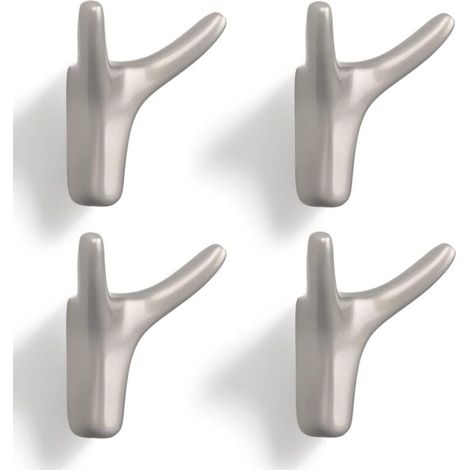 Pieces Double Wall Coat Hooks, Heavy Duty Wall Mounted Coat Hooks Solid Zinc Alloy Door Hooks for Entryway Bedroom Living Room Kitchen Screws Included (Pearl Nickel)
