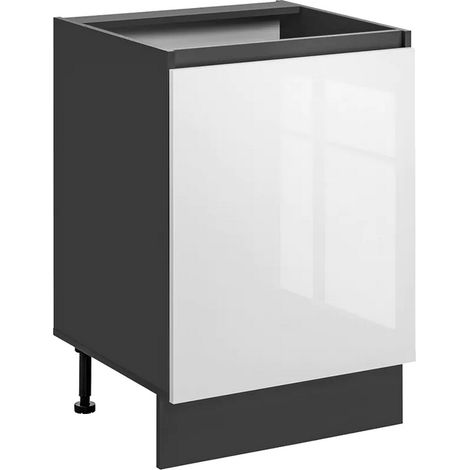 Placard bas de cuisine "Dalia" - Blanc/Gris graphite - L 60 x H 86,6 x P 56 cm - Livraison gratuite (1/3)