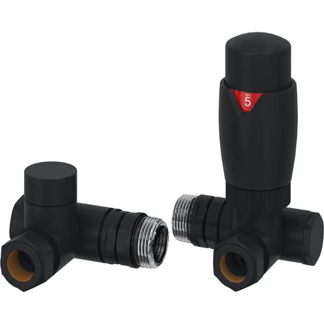 Reina Modal Dual Fuel Corner Radiator Valves Pair - Black