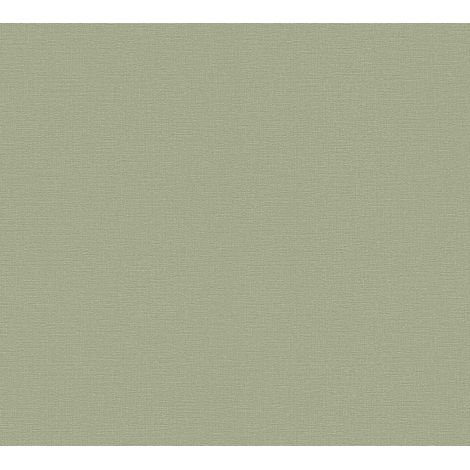 A.S. Creations – Papier peint uni vert greenery – Expansé sur intissé 160g/m² – Lessivable et strippable – Bonne résistance à la lumière (1/5)