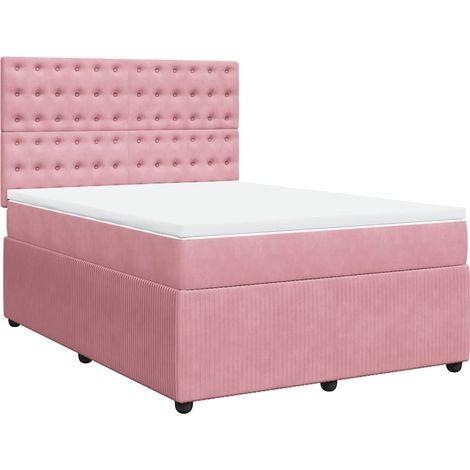 Maison Exclusive - Giroletto a Molle con Materasso Rosa 140x190 cm in Velluto