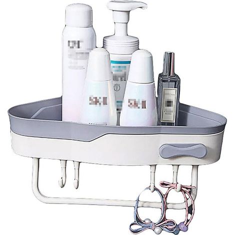Étagère d'angle de douche pour salle de bain, porte-savon et shampoing, organisateur de rangement blanc (1/5)