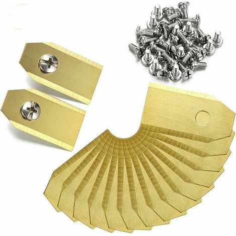 Juego de 45 cuchillas de titanio para cortacéspedes robóticos Husqvarna Automower, Gardena y Yardforce (3 g - 0,75 mm) + 45 tornillos. 3 opiniones de clientes. Ver detalles del producto. (1/5)