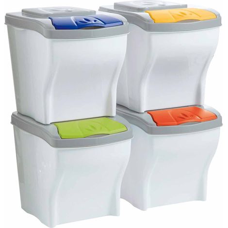 Set Pattumiera per la Raccolta Differenziata Bama Cm 28 x 40 x 31H 4 Pezzi (1/5)