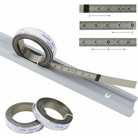 Metrische Messlatte, selbstklebende Führungsschienen, für Gehrungssäge, Maßband, Skalenlineal, Mitte nach rechts und links, 2,5 m-0-2,5 m, silber, 1 Stück