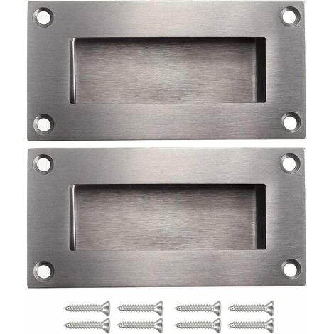 Poignées de porte poignée cachée poignée remplaçable pour porte coulissantes sans manche, Anticollision rectangulaires simple mais à la mode en acier inoxydable brossé satiné 2 pièces (1/5)