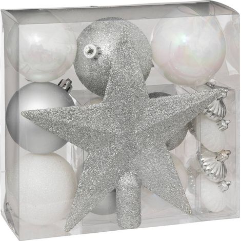 Tannenbaum-Set Colorama de Noël 18 Teile Silber Weiß - Atmosphera créateur d'intérieur