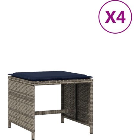 Maison Exclusive - Sgabelli Giardino con Cuscini 4 pz Grigi 40x40x35 cm Polyrattan