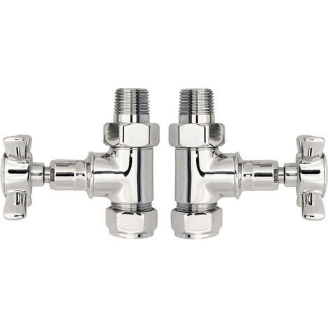 Old London Victorian Chrome Crosshead Straight Radiator Valves - HT379 (1/2)