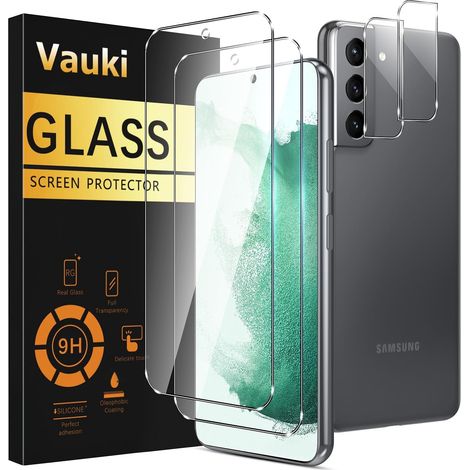 Verre Trempé pour Samsung Galaxy S22 5G Protection D'écran Film avec Caméra Arrière Protecteur,Dureté 9H Vitre écran,Anti Rayures Sans Bulless HD Transparent Haute Sensibilité,[2+2Pièces] (1/5)
