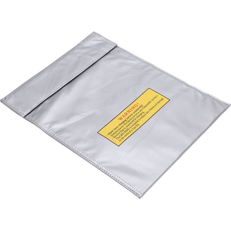 Explosionsgeschützte, feuerfeste Tasche für LiPo-Akkus, ideal zum sicheren Laden und Aufbewahren (silber). (1/5)