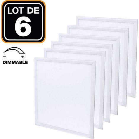 Europalamp – Dalle LED 600x600 40W lot de 6 pcs – Blanc neutre 4000K dimmable – Diffuseur anti-éblouissement – Flux lumineux 3600lm