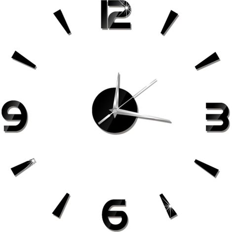 Horloge Murale Acrylique Noire Moderne DIY, Design Unique Anti-Usure, pour Décoration Chambre ou Bureau, sans Pile (1/5)