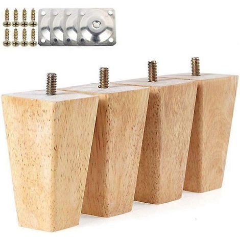 Pieds de meubles de 3 pouces, boulons M8 pré-percés, pièces de rechange pour pieds de canapé, ensemble de 4, fixés avec des vis carrées coniques en bois massif. (1/5)