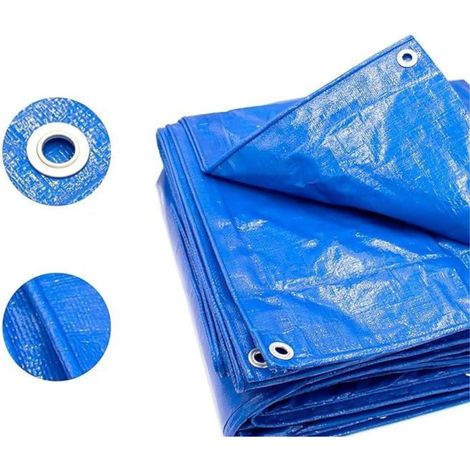 Bâche de protection Multi-usage Bleu 4 x 6 m en polyéthylène résistant à la déchirure - Bache avec Oeillets Inoxydable - Couverture extérieure pour travaux (1/3)