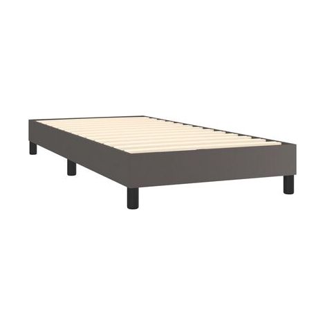 Sommier style Snowco (avec matelas et lampe LED), gris, 90 × 200 cm, éclairage led d’ambiance, pour chambre, décor moderne, facile à assembler (1/5)