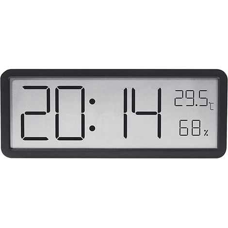 Lntyq Digitale Wanduhr mit LCD-Bildschirm, Zeit-, Temperatur-, Feuchtigkeitsanzeige, elektronische Uhr für Zuhause und Büro mit mehreren Anzeigefunktionen (schwarz), 20,2 x 8 x 2 cm (1/5)