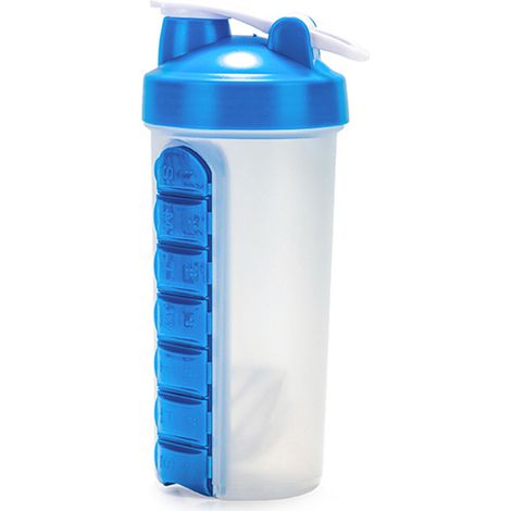 Lot de 2 gourdes 700ml avec organiseur de pilules 7 jours pour voyage extérieur, bureau, gym (1/5)