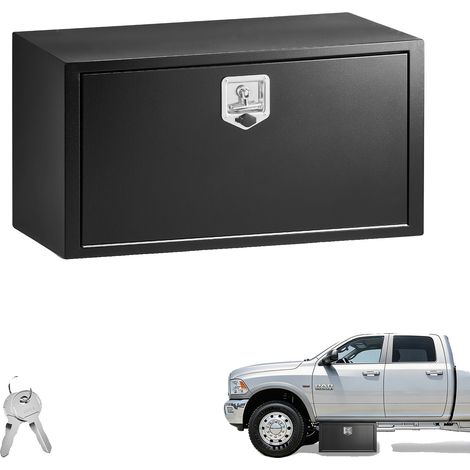 Caja de herramientas Vevor para montaje bajo chasis de camiones, 609 x 305 x 356 mm, caja de almacenamiento de acero resistente para remolques con cerradura y llaves, organizador. (1/2)