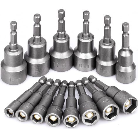 14 Pieces Magnetic Screwdriver Sockets 6-19 mm Hex Bit (1/5)