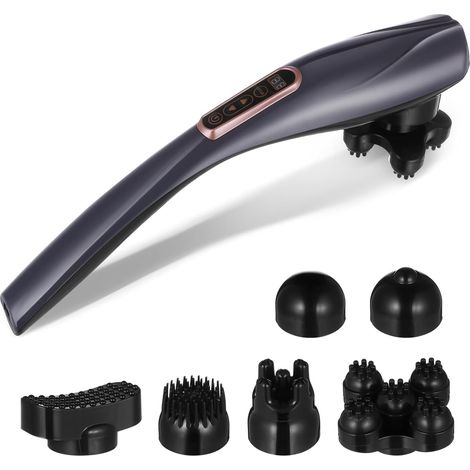 Masajeador eléctrico portátil con calefacción, niveles de intensidad y modos de masaje ajustables para cuello, espalda y cuerpo - Inalámbrico y recargable - Alivio muscular completo - Diseño elegante (1/5)