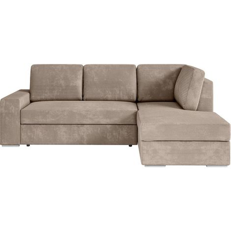 Canapé d'Angle Droit Convertible Velours "Ares" 246cm Taupe (1/5)