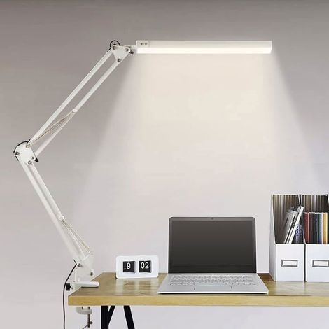 LED-Schreibtischlampe, 14 W, faltbare Architekten-Schreibtischlampe mit Klemme, 10 Helligkeitsstufen x 3 Farbmodi - HLD-tmt (1/4)
