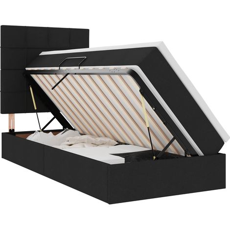 LED-Speicherbett mit Matratze Schwarz 100 x 200 cm Stoff vidaXL