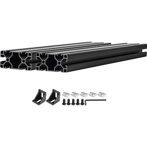 Mophorn Profilé Aluminium Extrudé 4080 2 PCS, 500 mm, Rainure en T Standard Européen, Idéal pour Châssis d'Imprimante 3D, Machines CNC, Mobilier, Établis et Projets de Bricolage, Résistant, Noir (1/2)
